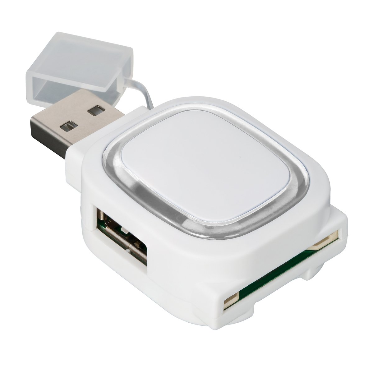 USB-Hub mit 2 Anschlüssen und Speicherkartenlesegerät COLLECTION 500 transparent