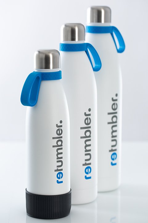 white myNizza thermo drinking bottles with print