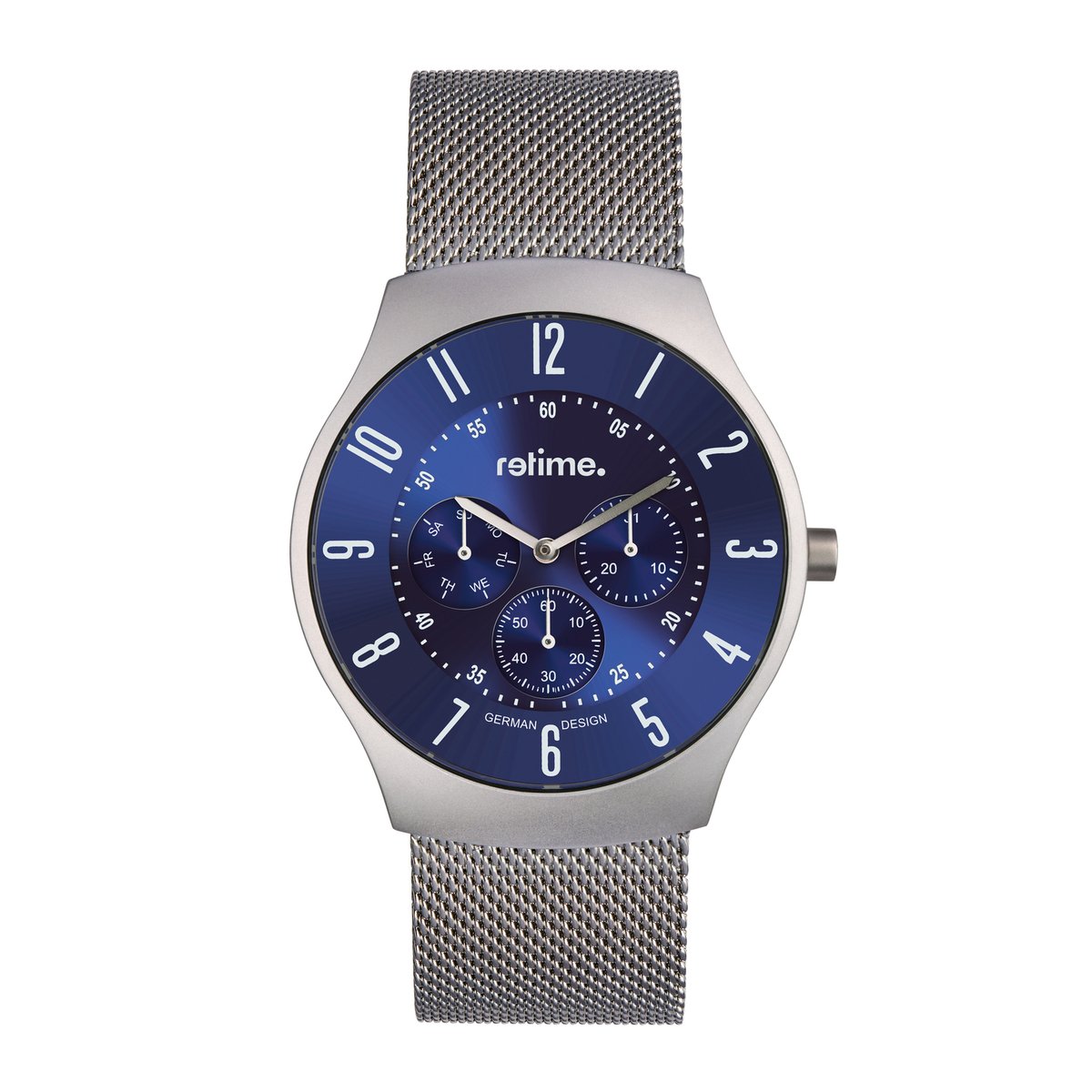 Armbanduhr RETIME-DESIGN 551-3 silber/blau 43mm