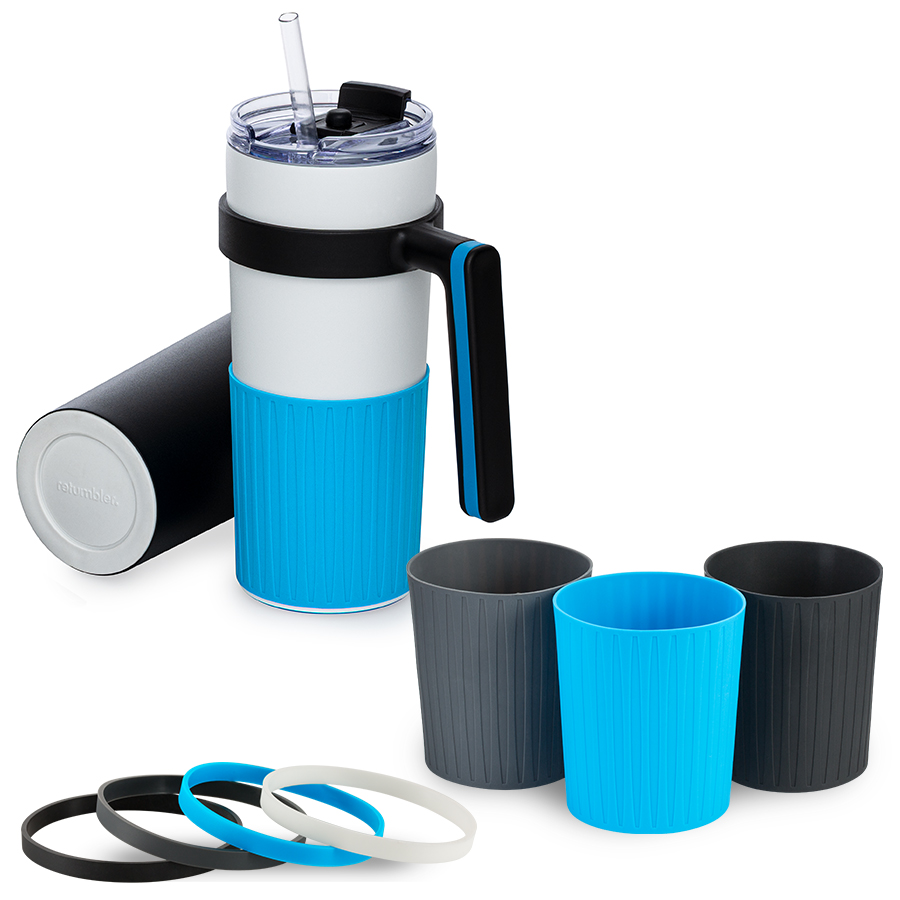 Kleurenaccessoires voor myOrinoco thermobekers Illustratie van mogelijke accessoires voor myOrinoco thermobekers