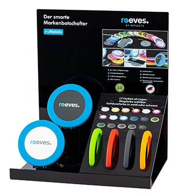 Display von REEVES-myMatola mit mehreren Ringfarben