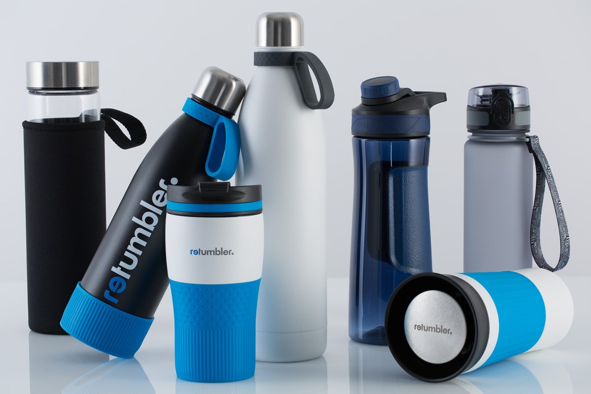 Mugs and bottles as promotional products from RETUMBLER