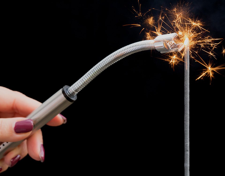 Electric Arc Stick Lighter Ignites Sparkler