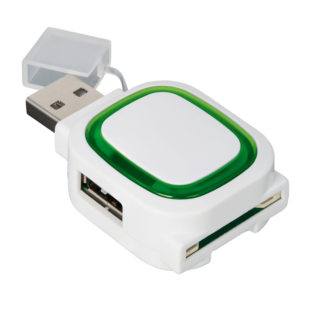 USB-Hub mit 2 Anschlüssen und Speicherkartenlesegerät COLLECTION 500 grün